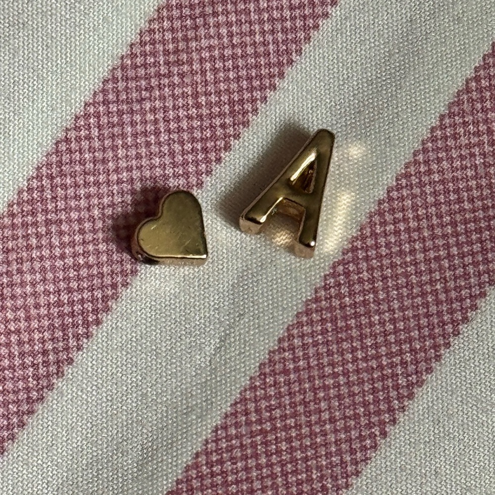 Gold Heart & Initial Letter A Charms